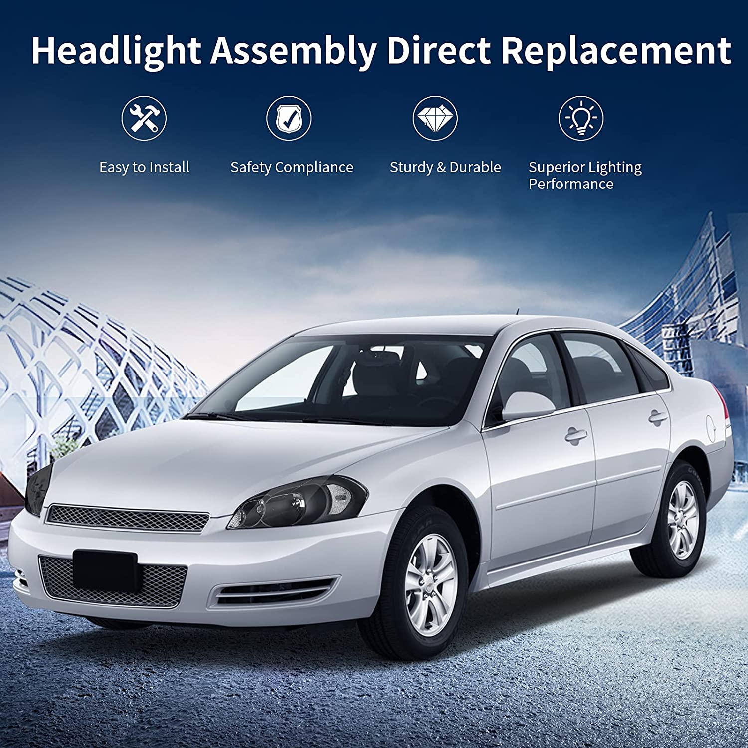 Autosaver88 Headlight Assembly Compatible With 20062013 Chevy Impala 06 07 Monte Carlo Replacement Headlamp Driving Light Black Housing Reflector Clear Lens 25958359 25958360 A Oe - JSI Racing 