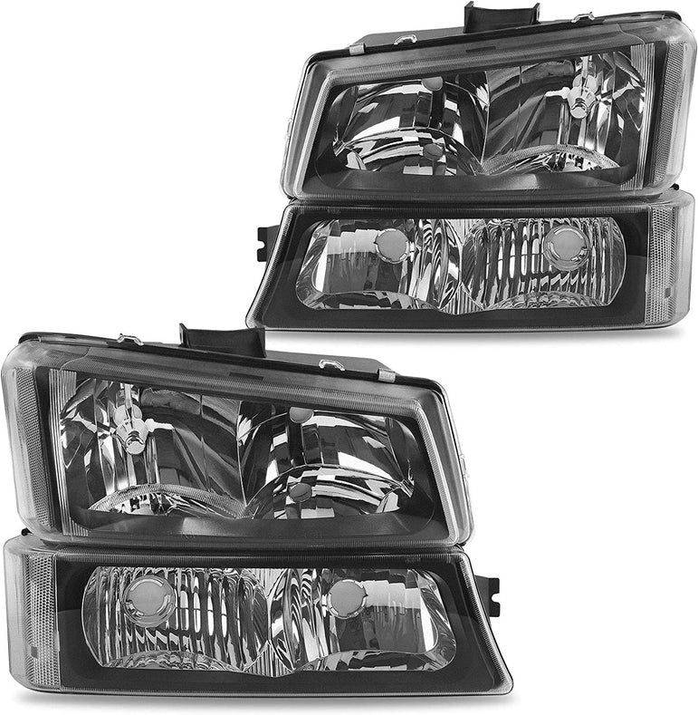 Dwvo Headlight Assembly Compatible With Chevy Silverado Avalanche 1500 2500 3500 Black Clear Housing - JSI Racing 