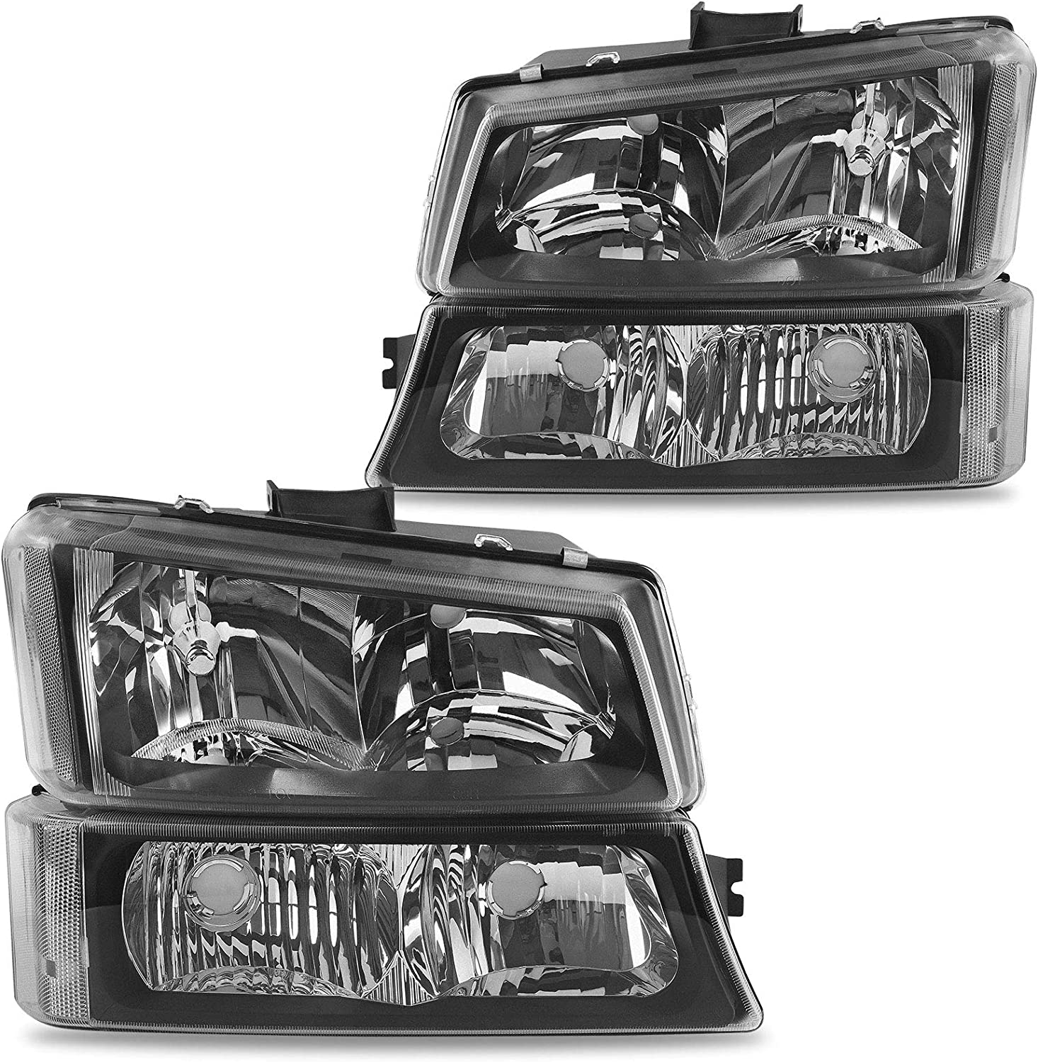 Dwvo Headlight Assembly Compatible With Chevy Silverado Avalanche 1500 2500 3500 Black Clear Housing - JSI Racing 