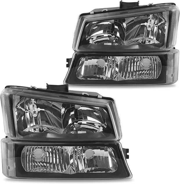 Dwvo Headlight Assembly Compatible With Chevy Silverado Avalanche 1500 2500 3500 Black Clear Housing - JSI Racing 