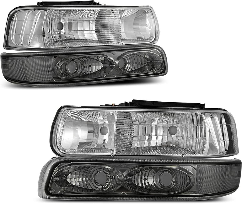 Autosaver88 Headlights Assembly Compatible With 19992002 Chevrolet Silverado 20012002 1500 2500 1500hd 2500hd 3500 20002006 Tahoe Suburban Lights In Bumpers - JSI Racing 