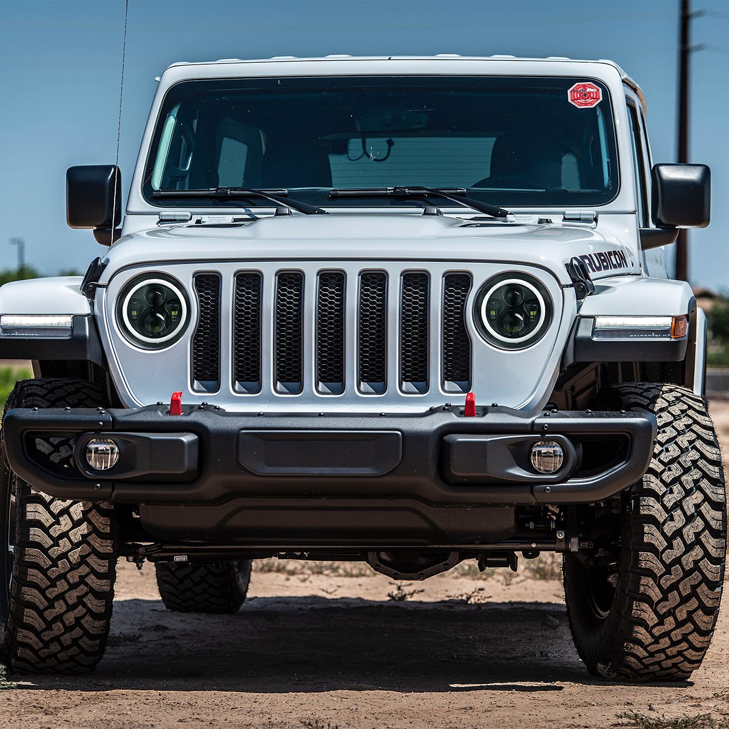 Moclever Round Halo LED Headlight 2pcs 7 Inch Headlights 6000 Lumens Offroad Light Angle Eyes Compatible With Jep Wrangler Tj Jk Cj H4 To H13 Adapter Plug And Play - JSI Racing 