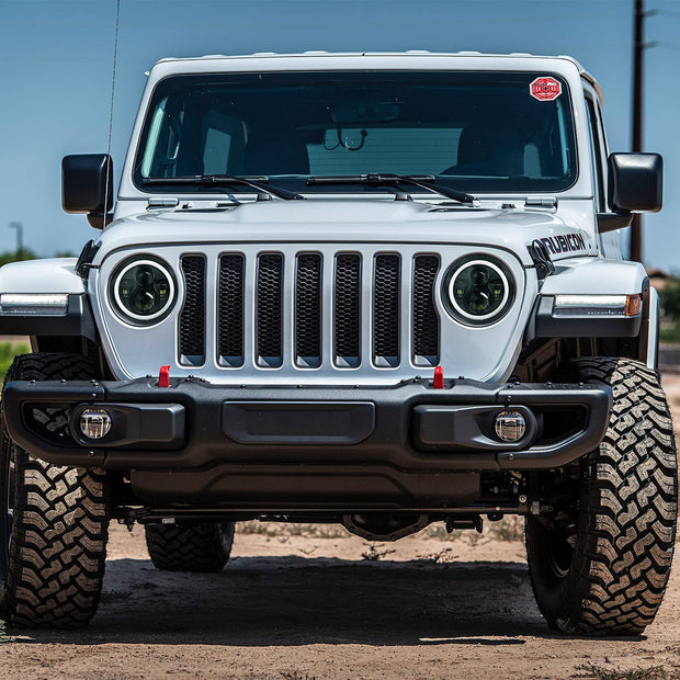 Moclever Round Halo LED Headlight 2pcs 7 Inch Headlights 6000 Lumens Offroad Light Angle Eyes Compatible With Jep Wrangler Tj Jk Cj H4 To H13 Adapter Plug And Play - JSI Racing 