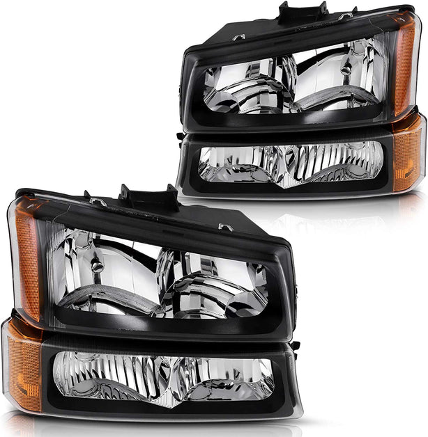 Dwvo Headlight Assembly Compatible With Chevy Silverado Avalanche 1500 2500 3500 Black Clear Housing - JSI Racing 