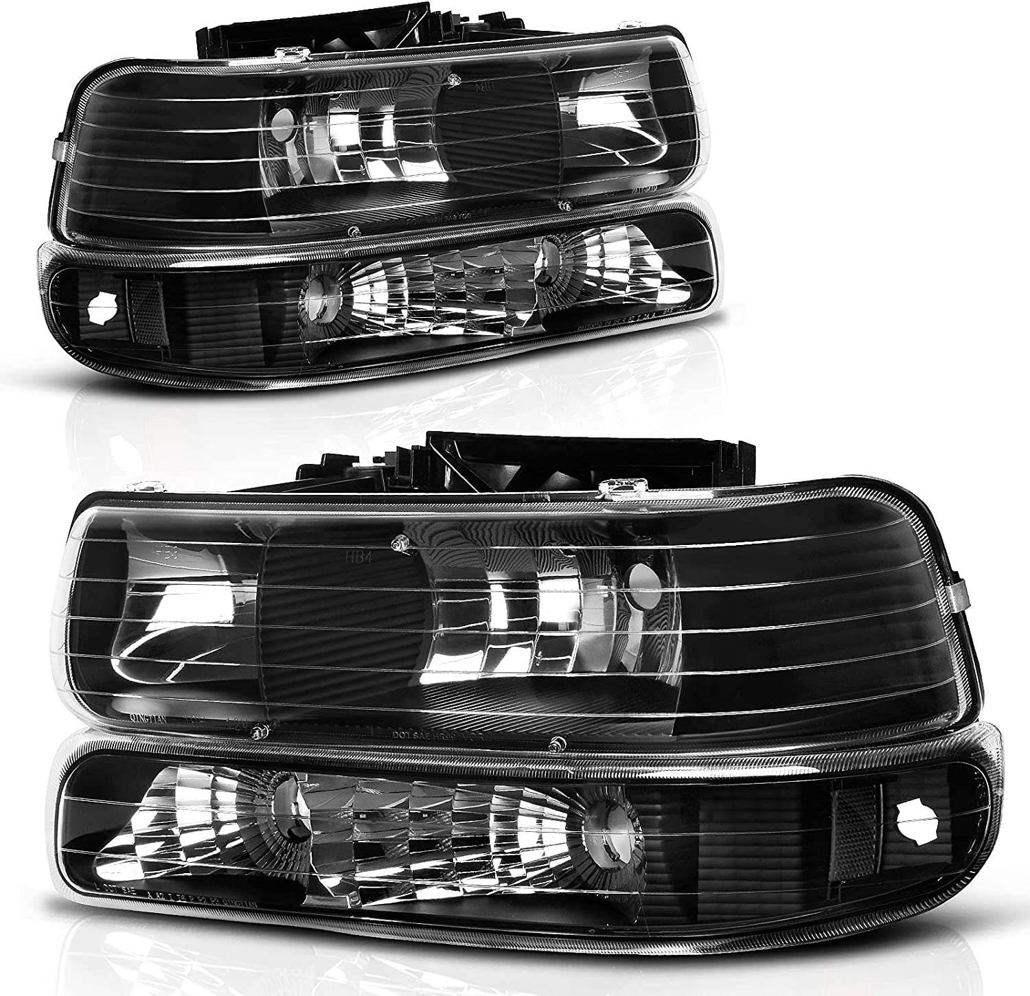 Autosaver88 Headlights Assembly Compatible With 19992002 Chevrolet Silverado 20012002 1500 2500 1500hd 2500hd 3500 20002006 Tahoe Suburban Lights In Bumpers - JSI Racing 