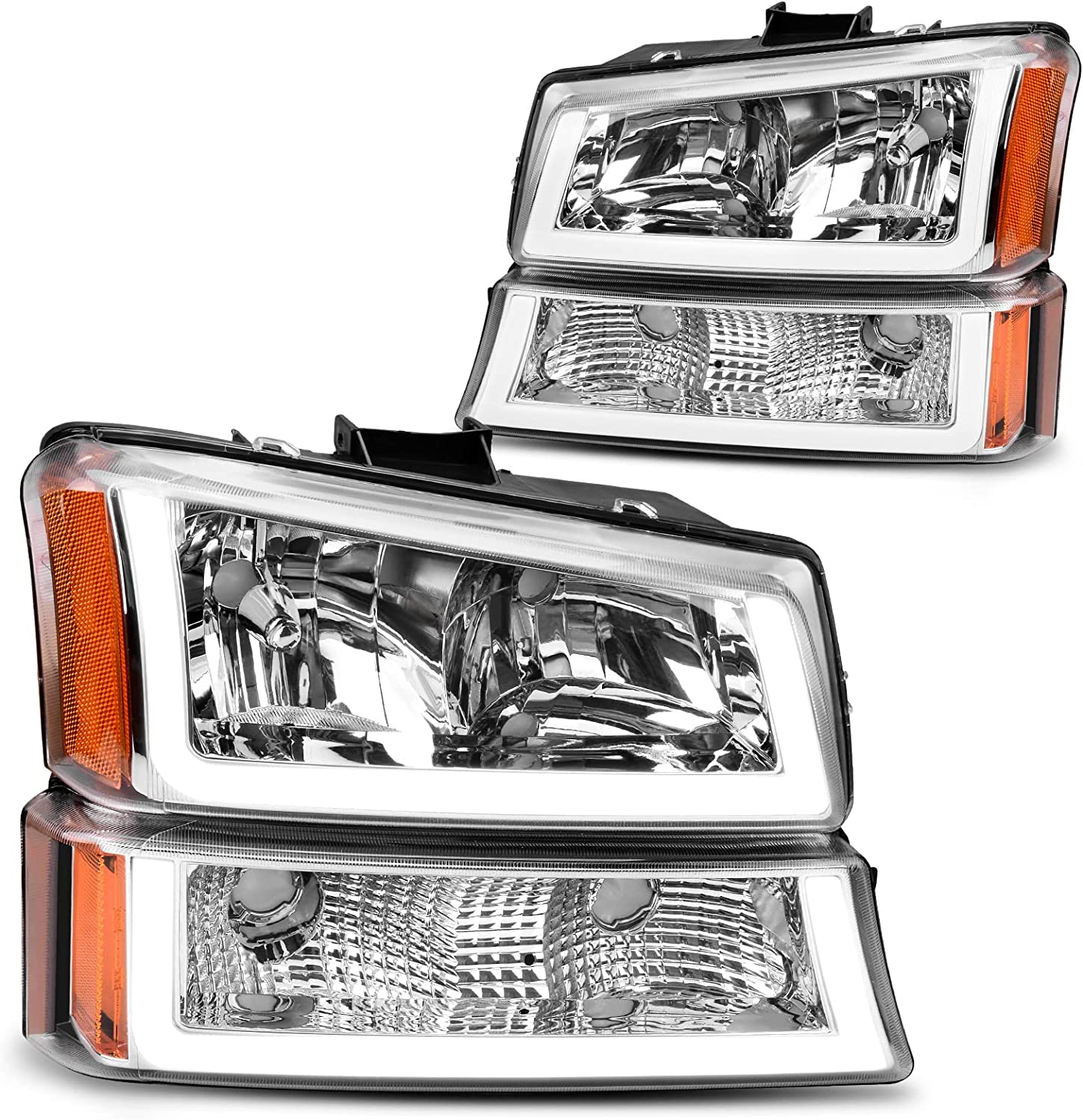 Dwvo Headlight Assembly Compatible With Chevy Silverado Avalanche 1500 2500 3500 Black Clear Housing - JSI Racing 