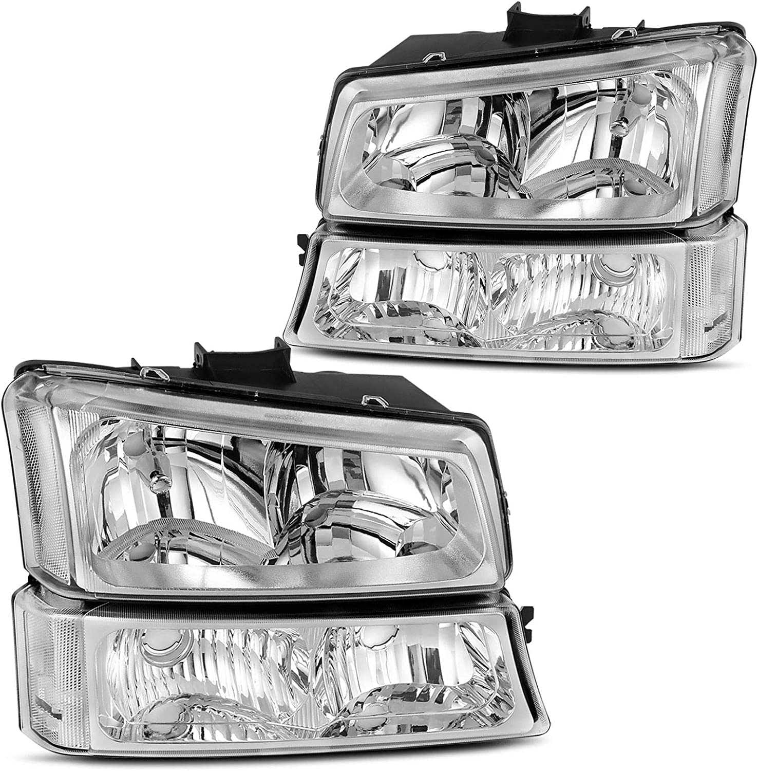 Dwvo Headlight Assembly Compatible With Chevy Silverado Avalanche 1500 2500 3500 Black Clear Housing - JSI Racing 