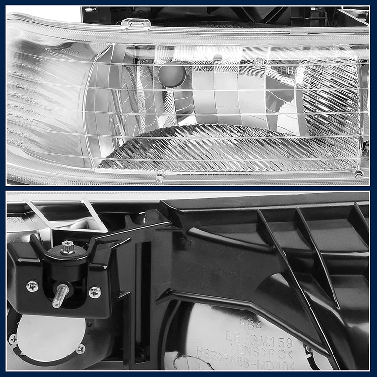 Autosaver88 Headlight Assembly Compatible With 19992002 Chevy Silverado 20002006 Tahoe Suburban Headlamp Bumper Lights Black Housing Reflector Chrome - JSI Racing 
