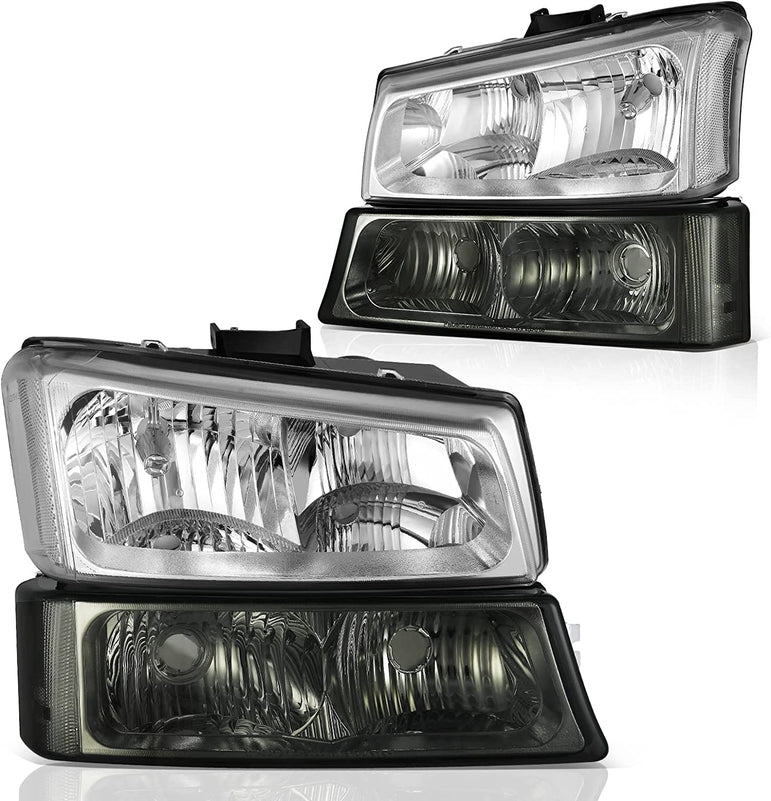 Dwvo Headlight Assembly Compatible With Chevy Silverado Avalanche 1500 2500 3500 Black Clear Housing - JSI Racing 