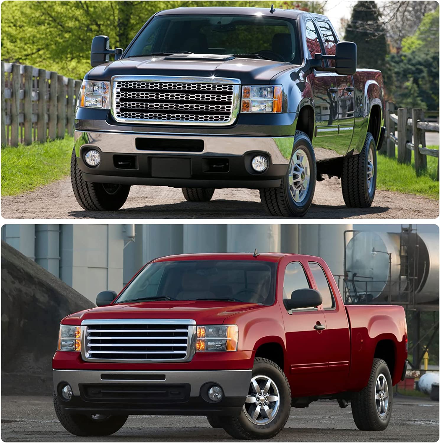 2007-2014 Sierra Headlight Assembly Compatible With Gmc 1500 0714 2500hd 3500hd Chrome Housing Amber Reflector Replacement Left And Right - JSI Racing 