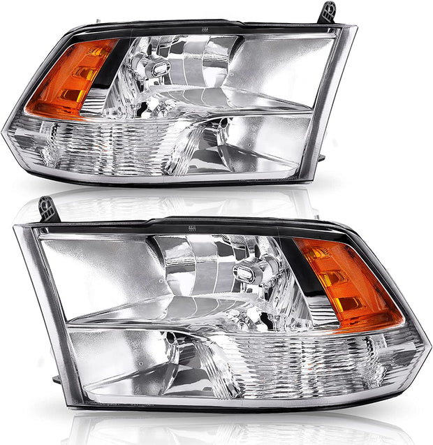 AUTOSAVER88: Montaje de faros delanteros compatible con Dodge Ram 4 puertas 1500 2500 3500, modelo 2009 a 2018. Faro de repuesto para Pickup. Color Negro. Lentes con carcasa transparente. - JSI Racing 