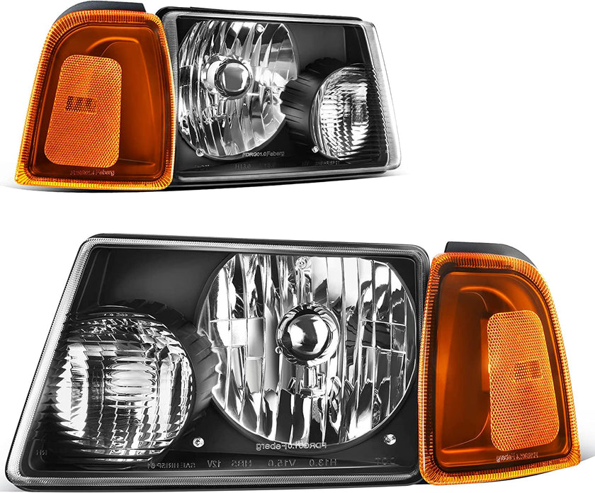 Autosaver88 LED Drl Headlight Assembly Compatible With 20012011 Ford Ranger Pair Headlights Wdaytime Running Light Chrome Housing Amber Reflector - JSI Racing 