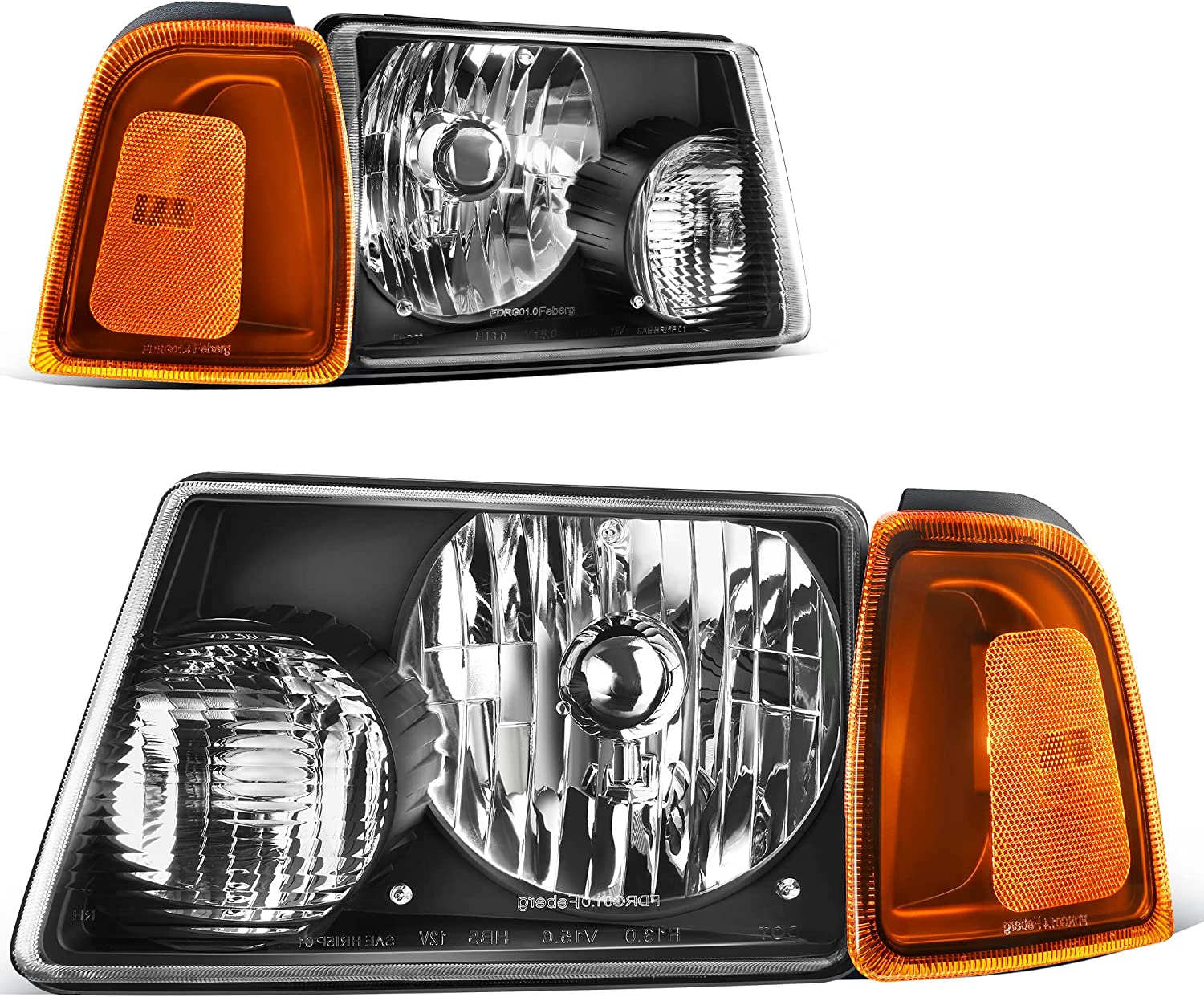 Autosaver88 LED Drl Headlight Assembly Compatible With 20012011 Ford Ranger Pair Headlights Wdaytime Running Light Chrome Housing Amber Reflector - JSI Racing 
