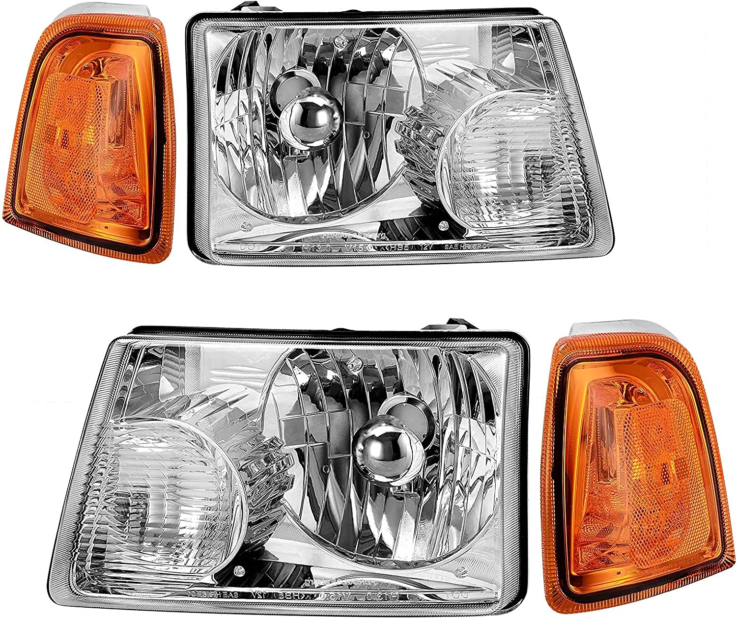 Autosaver88 LED Drl Headlight Assembly Compatible With 20012011 Ford Ranger Pair Headlights Wdaytime Running Light Chrome Housing Amber Reflector - JSI Racing 
