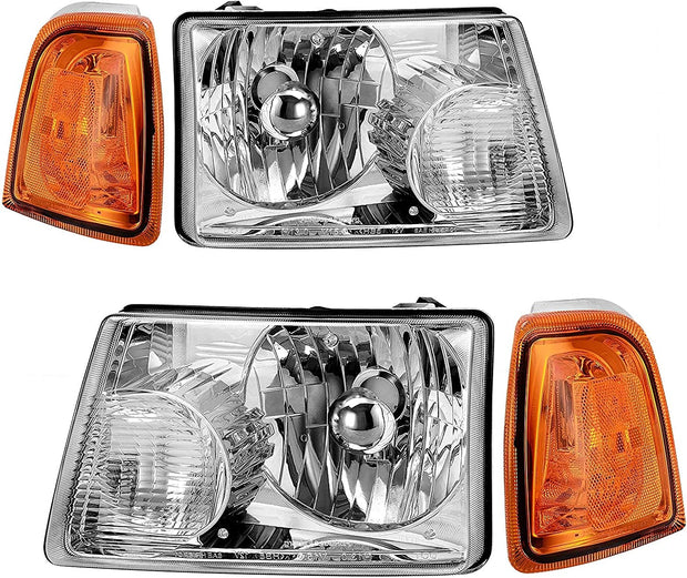 Autosaver88 LED Drl Headlight Assembly Compatible With 20012011 Ford Ranger Pair Headlights Wdaytime Running Light Chrome Housing Amber Reflector - JSI Racing 