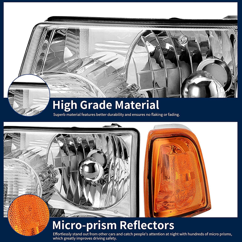 Autosaver88 LED Drl Headlight Assembly Compatible With 20012011 Ford Ranger Pair Headlights Wdaytime Running Light Chrome Housing Amber Reflector - JSI Racing 