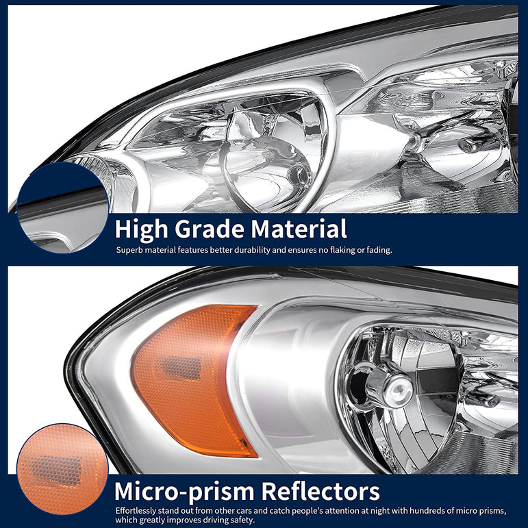 Autosaver88 Headlight Assembly Compatible With 20062013 Chevy Impala 06 07 Monte Carlo Replacement Headlamp Driving Light Chrome Housing Amber Reflector Clear Lens 25958359 25958360 A Oe - JSI Racing 