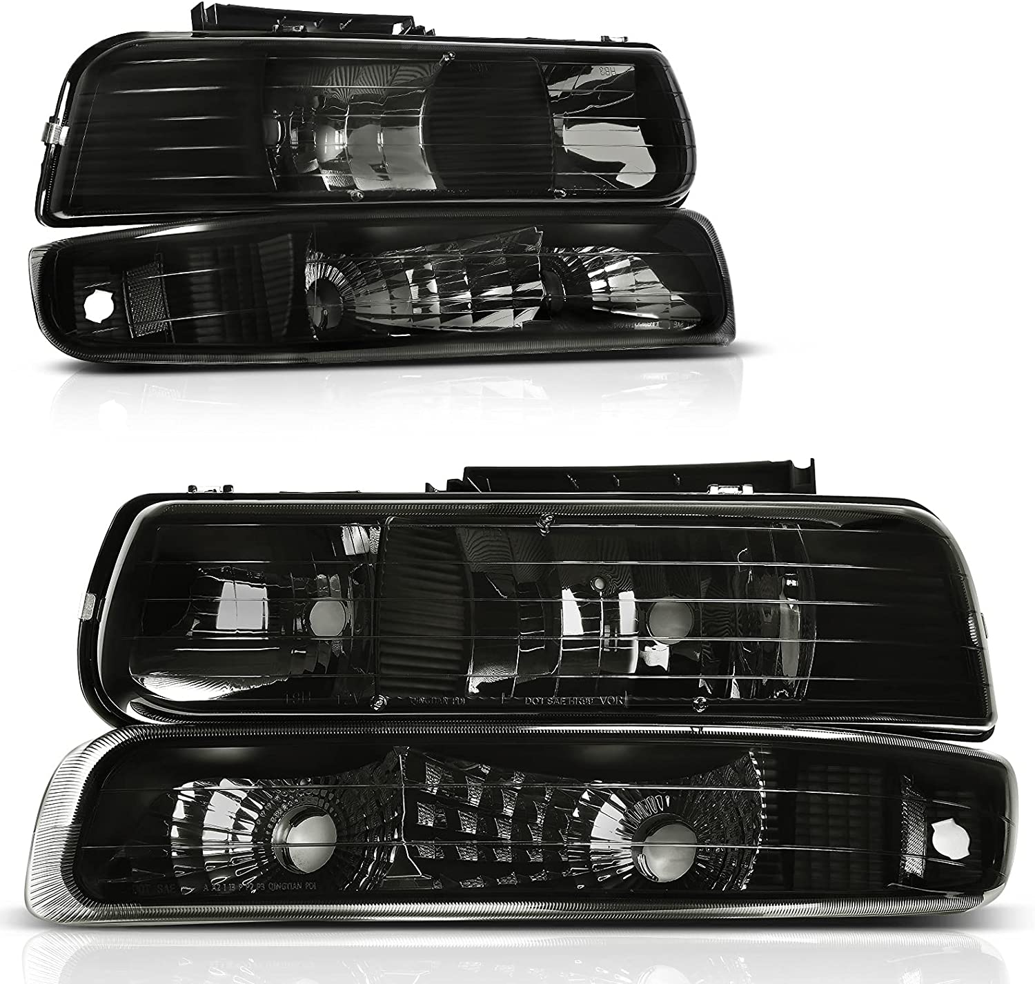 Autosaver88 Headlights Assembly Compatible With 19992002 Chevrolet Silverado 20012002 1500 2500 1500hd 2500hd 3500 20002006 Tahoe Suburban Lights In Bumpers - JSI Racing 