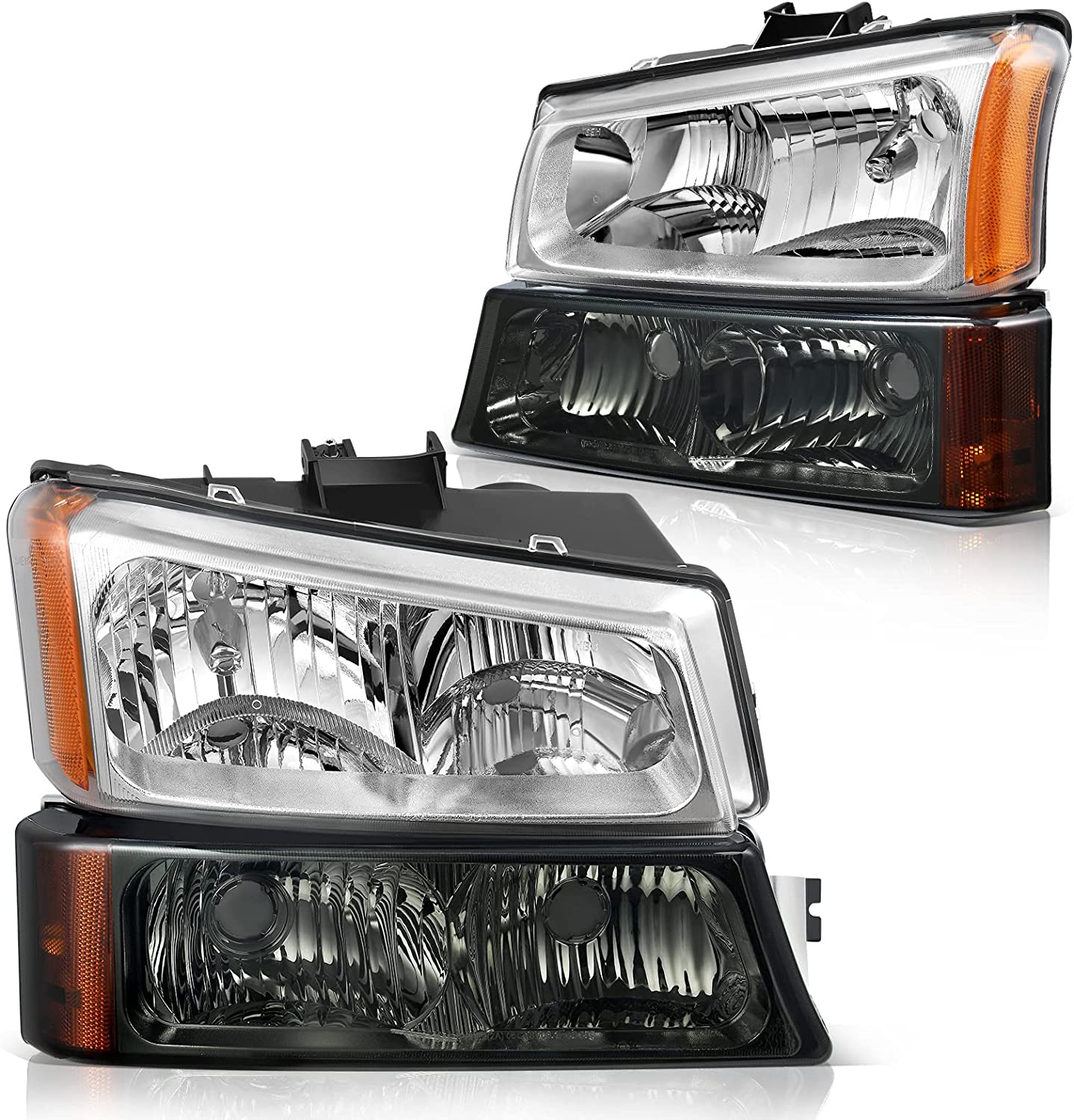 Dwvo Headlight Assembly Compatible With Chevy Silverado Avalanche 1500 2500 3500 Black Clear Housing - JSI Racing 