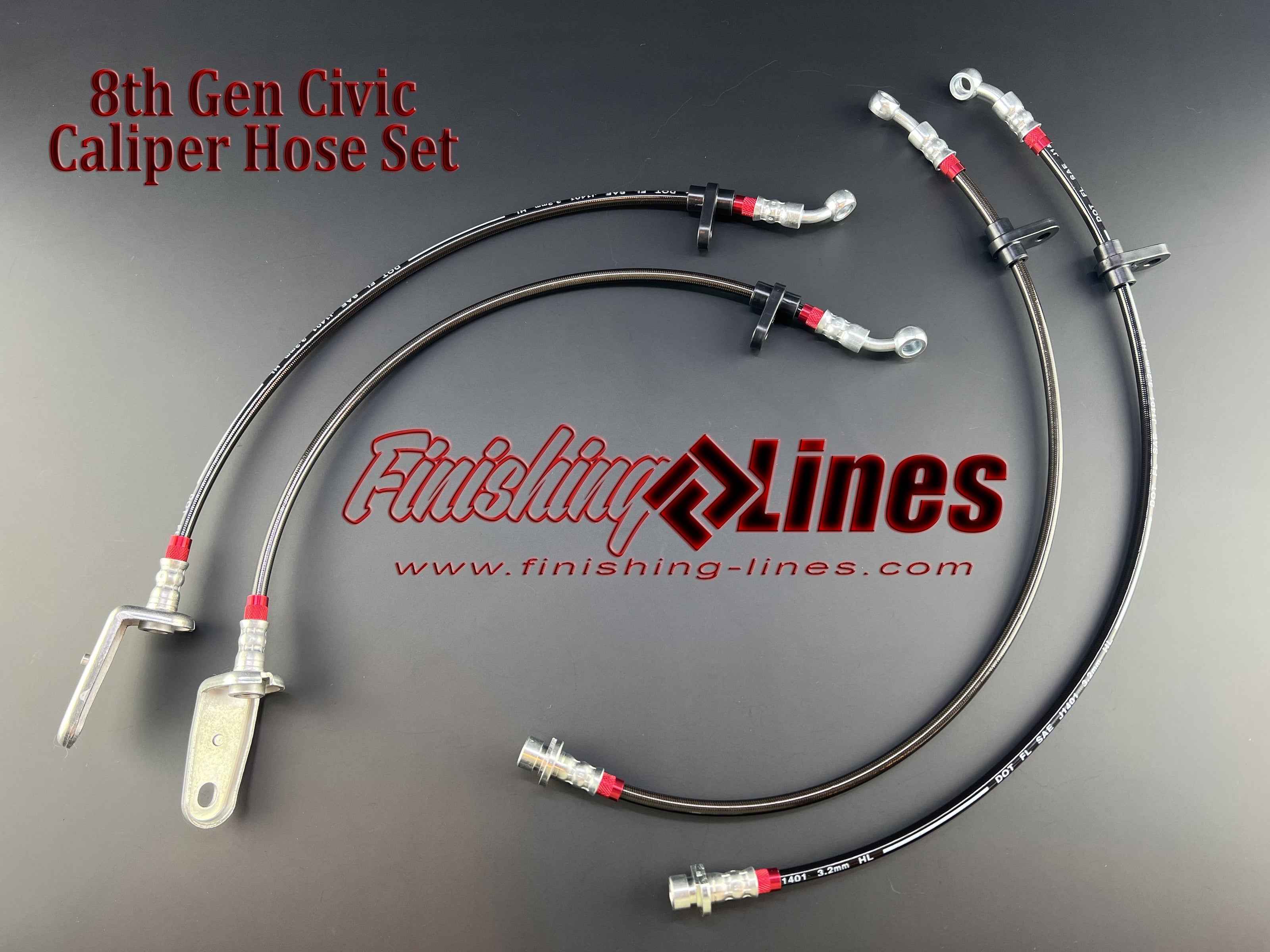 Finishing Lines 8th Gen Civic Caliper Hose Set - JSI Racing 