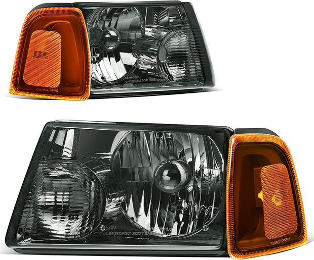 Autosaver88 LED Drl Headlight Assembly Compatible With 20012011 Ford Ranger Pair Headlights Wdaytime Running Light Chrome Housing Amber Reflector - JSI Racing 