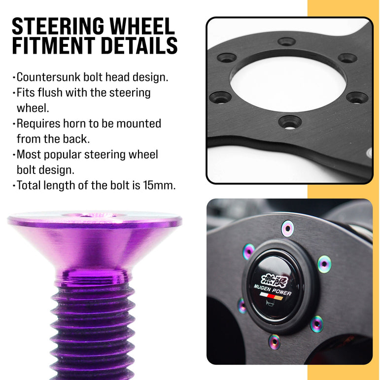 Titanium Hardware Steering Wheel Kit - Countersunk Design - JSI Racing 