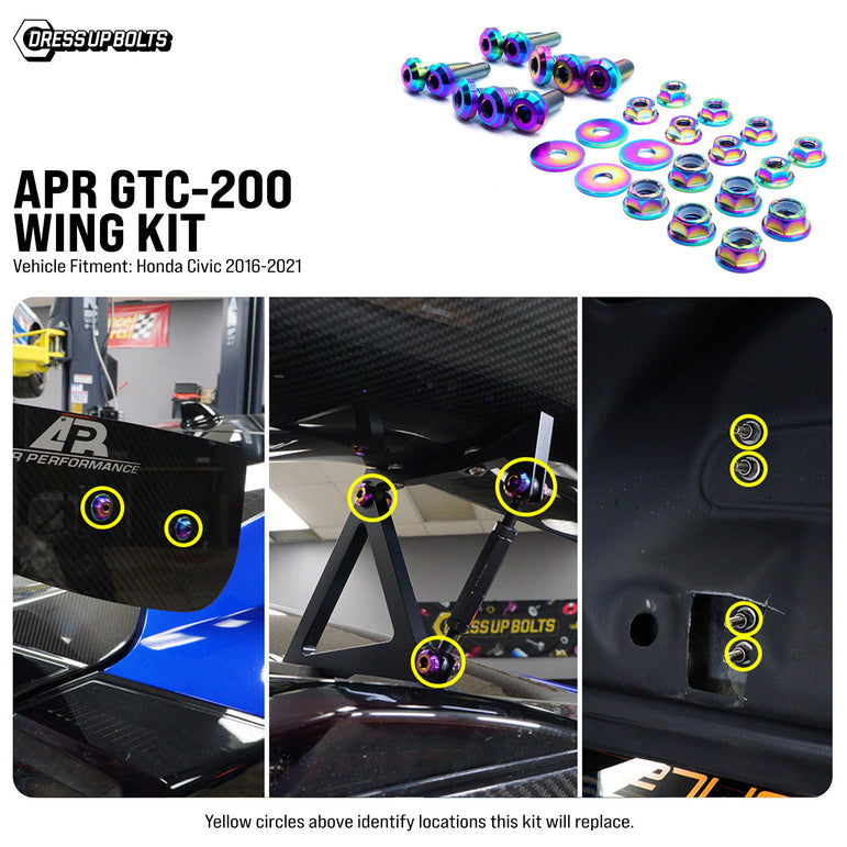 Titanium Hardware Wing Kit - APR GTC-200 (10th Gen Civic) - JSI Racing 
