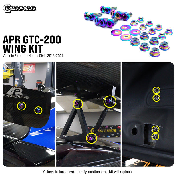 Titanium Hardware Wing Kit - APR GTC-200 (10th Gen Civic) - JSI Racing 