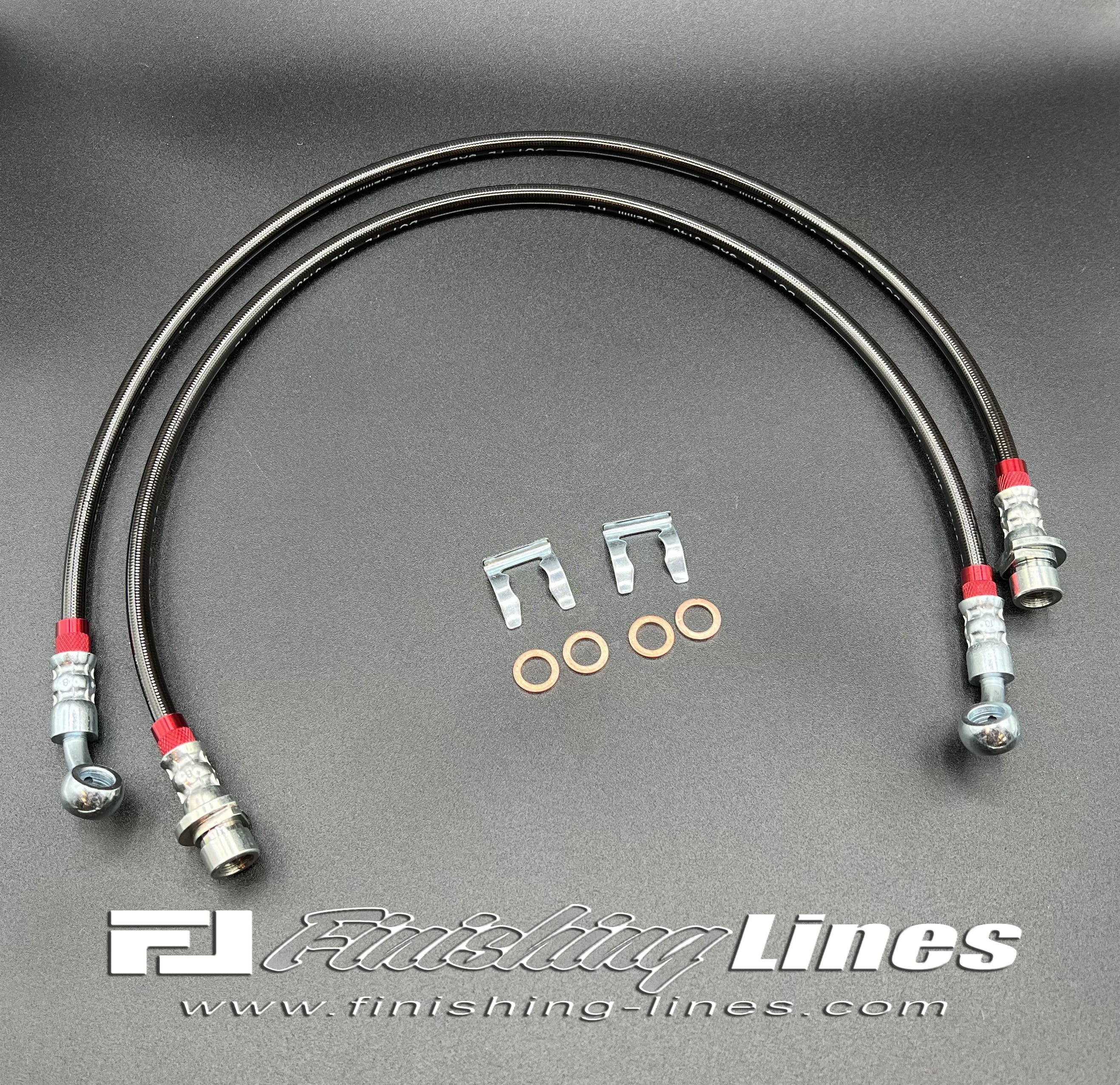 Finishing Lines EG/DC/EK AWD Extended Rear Caliper Hose Pair (Banjo Inlet) - JSI Racing 