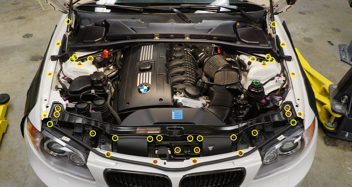 Stage 1 Titanium Hardware Engine Bay Kit - BMW E82 135i (2007-2012) - JSI Racing 