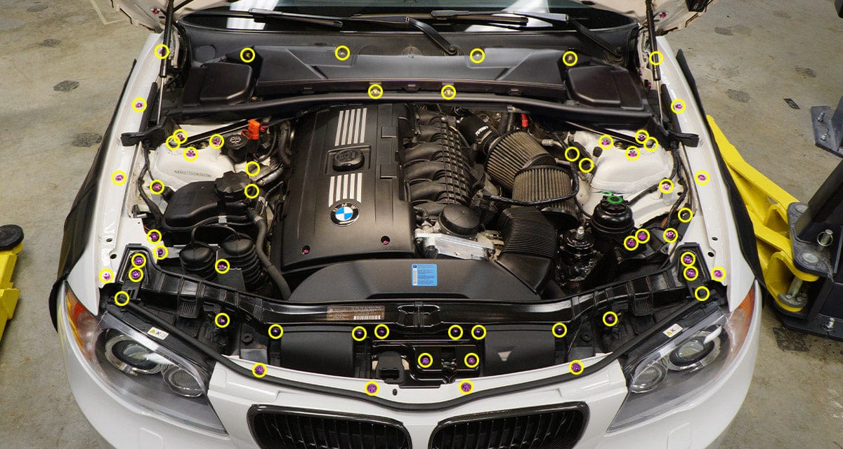 Stage 2 Titanium Hardware Engine Bay Kit - BMW E82 135i (2007-2012) - JSI Racing 