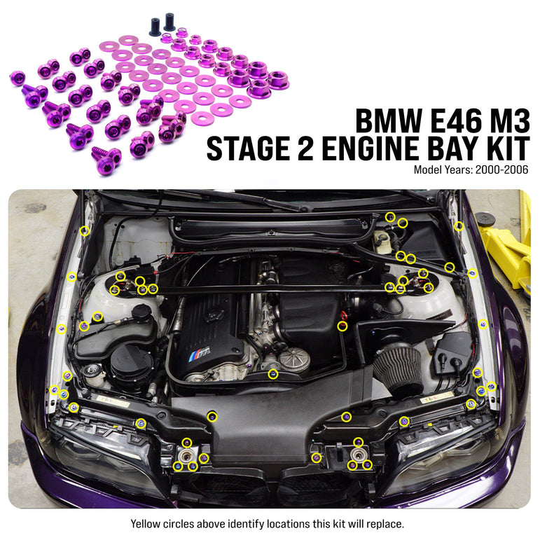 Stage 2 Titanium Hardware Engine Bay Kit - BMW E46 M3 (2000-2006) - JSI Racing 
