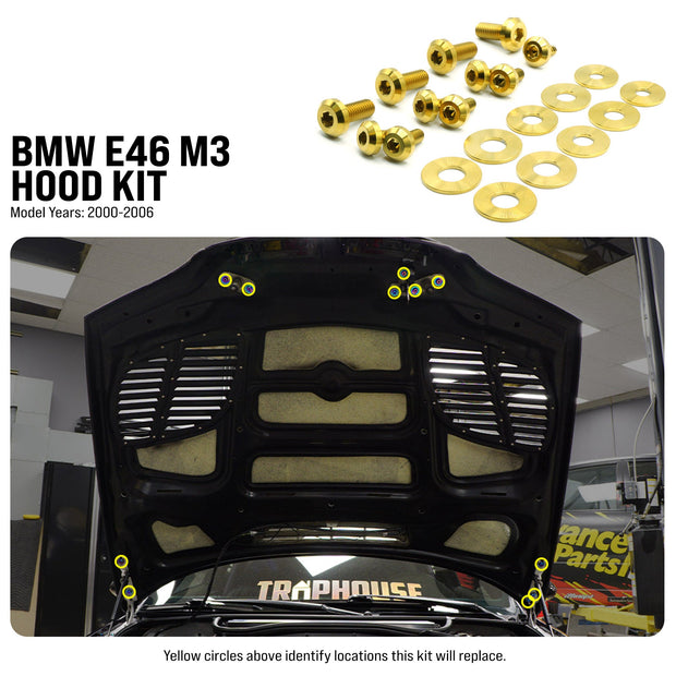 Titanium Hardware Hood Kit - BMW E46 M3 (2000-2006) - JSI Racing 
