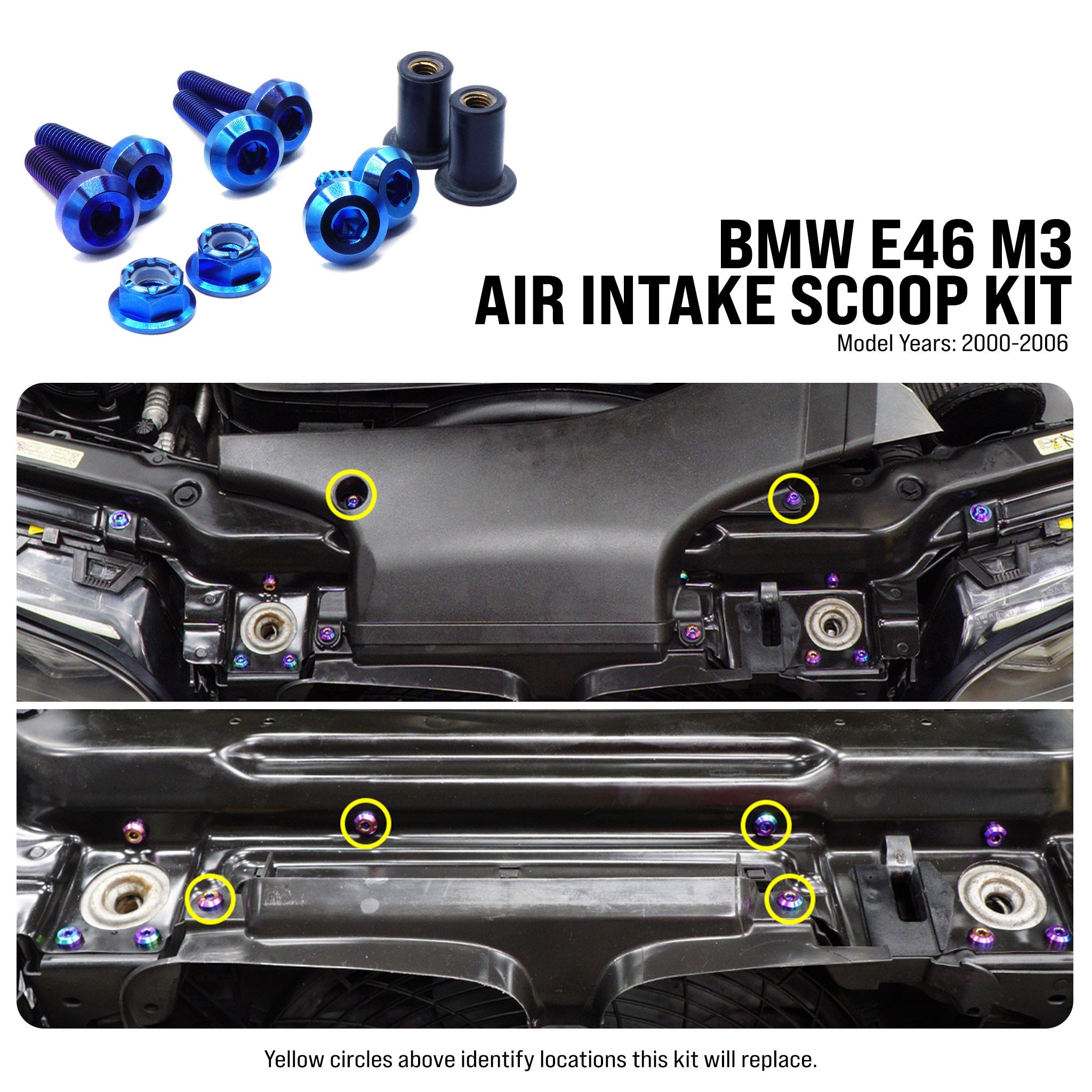 Titanium Hardware Air Intake Scoop Kit - BMW E46 M3 (2000-2006) - JSI Racing 