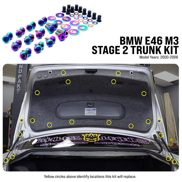 Stage 2 Titanium Hardware Trunk Kit - BMW E46 M3 (2000-2006) - JSI Racing 