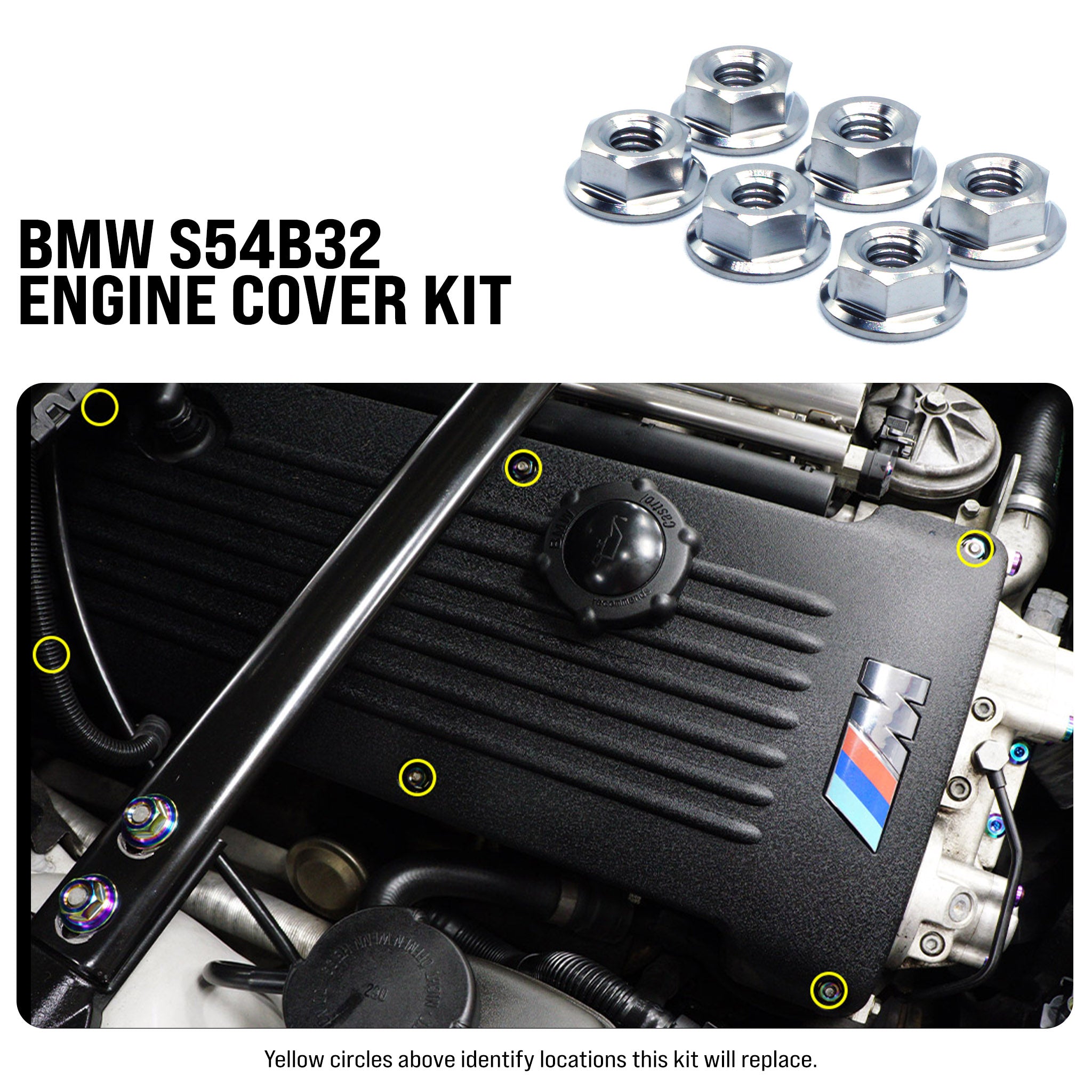Titanium Hardware Engine Cover Kit - S54B32 Engine - JSI Racing 