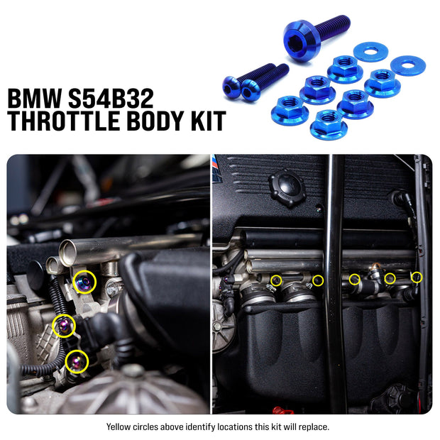 Titanium Hardware Throttle Body Kit - S54B32 Engine - JSI Racing 