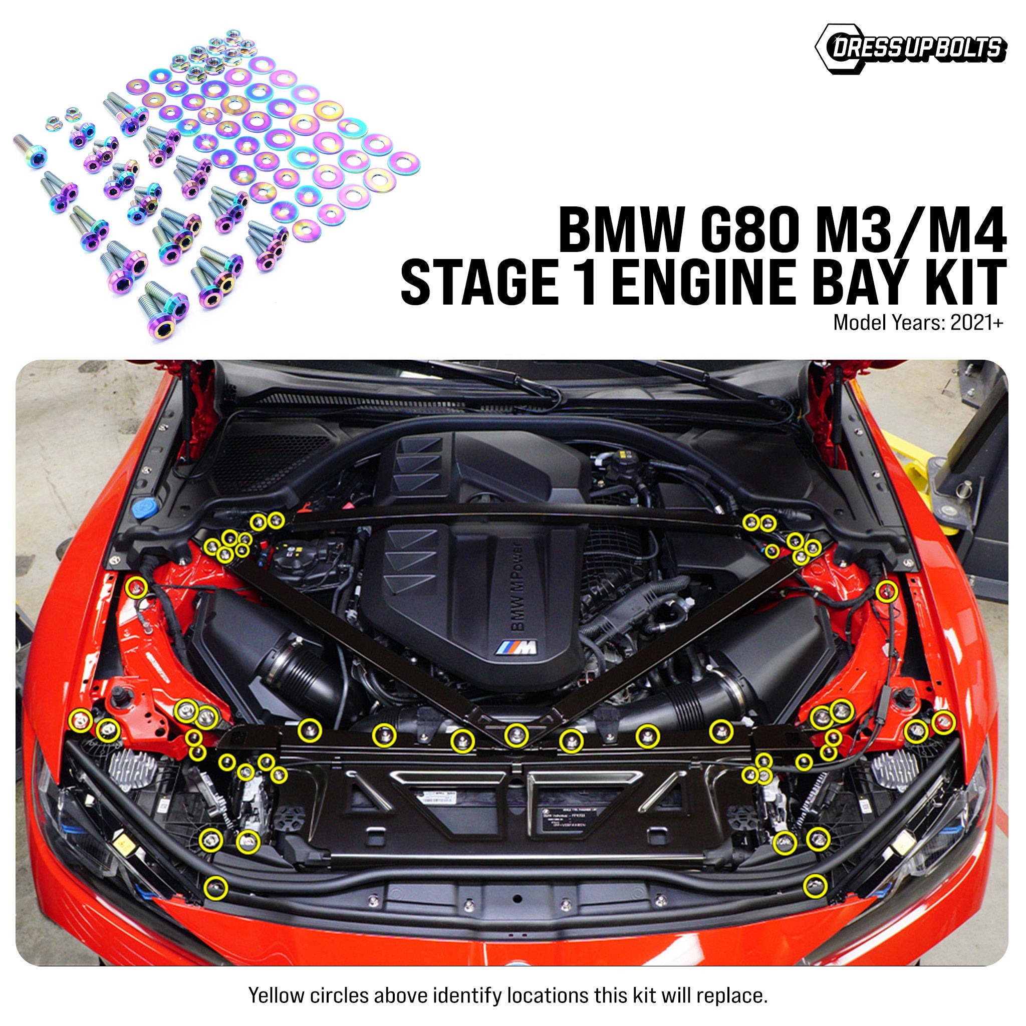 Stage 1 Titanium Hardware Engine Bay Kit - BMW G80 M3/M4 (2021+) - JSI Racing 