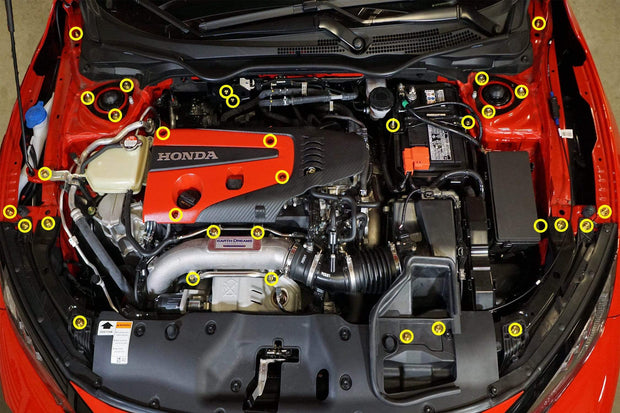 Stage 2 Titanium Hardware Engine Bay Kit - Honda Civic Type R (2017-2021) - JSI Racing 