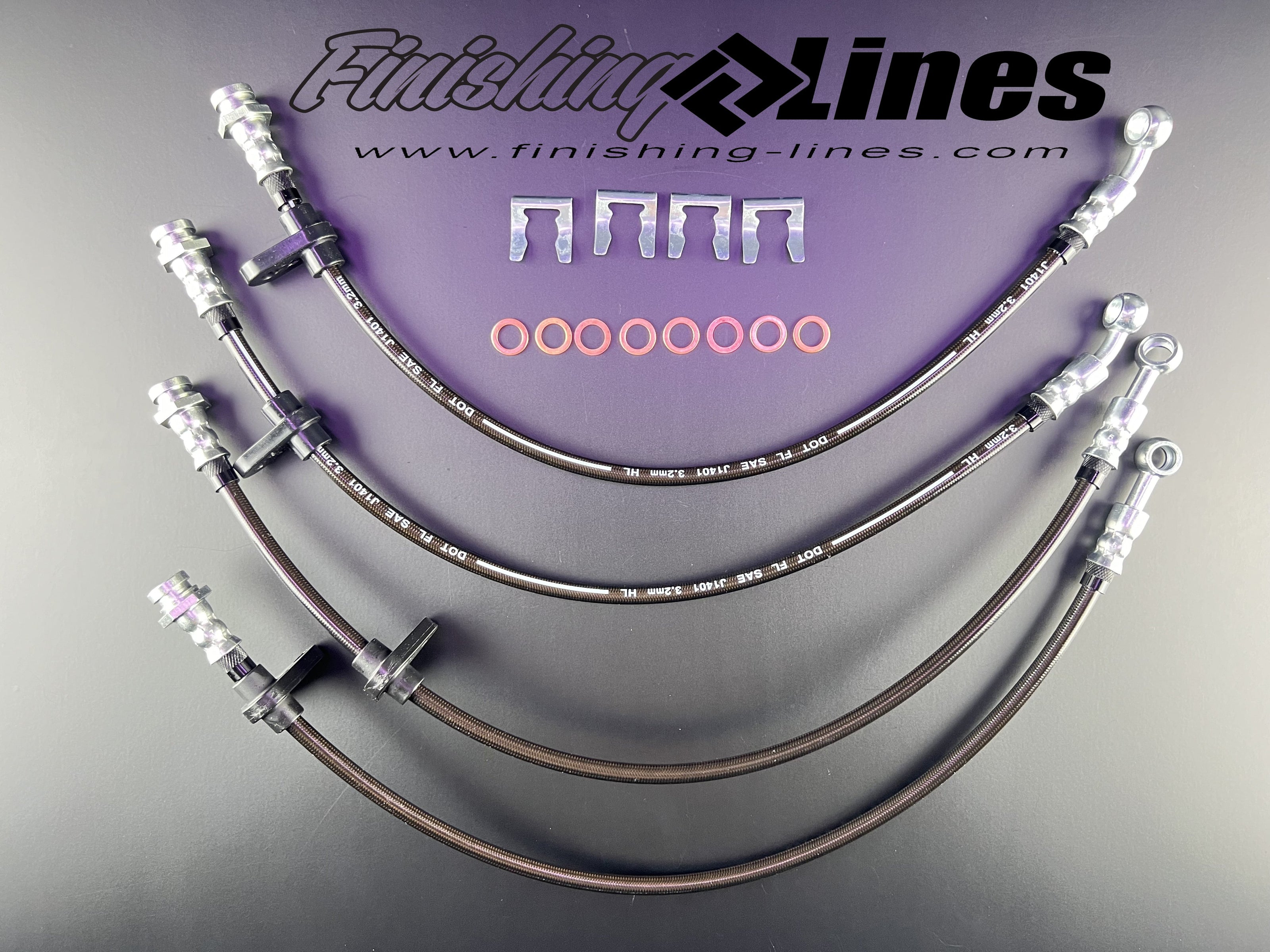 Finishing Lines DC Integra Caliper Hose Set – OEM Banjo Inlet - JSI Racing 