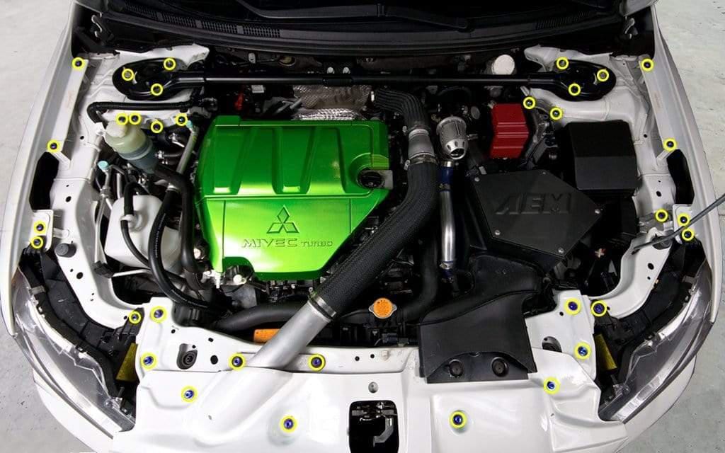 Titanium Hardware Engine Bay Kit - Mitsubishi Evo X - JSI Racing 