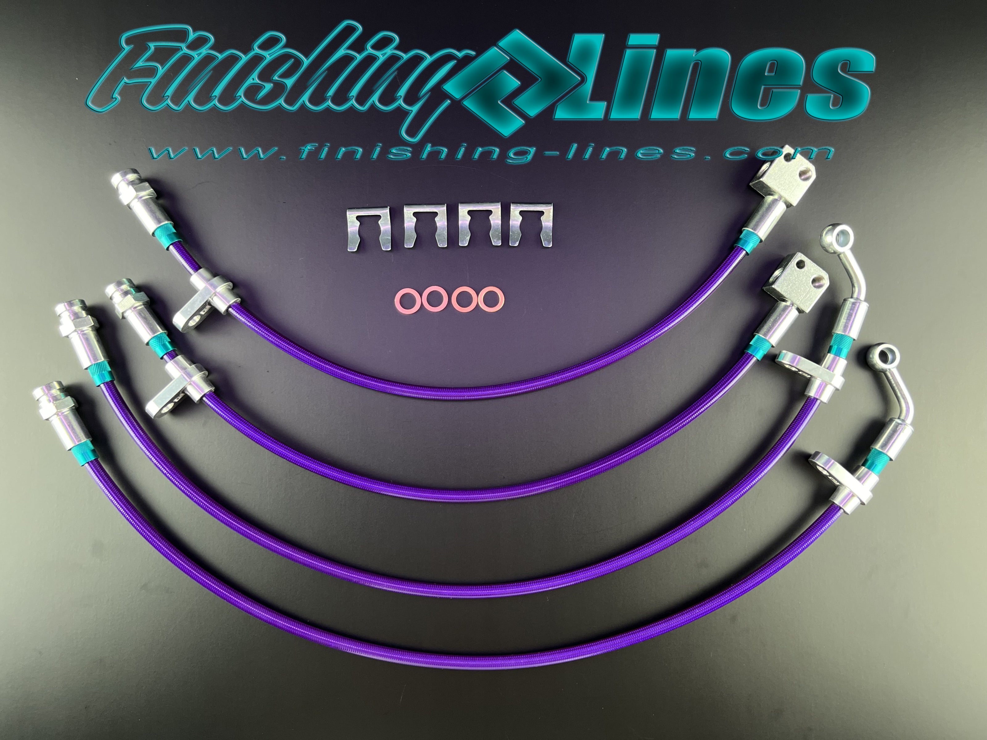 Finishing Lines FK8 Civic Type-R Caliper Hose Set (Billet Style Hose Locator) - JSI Racing 