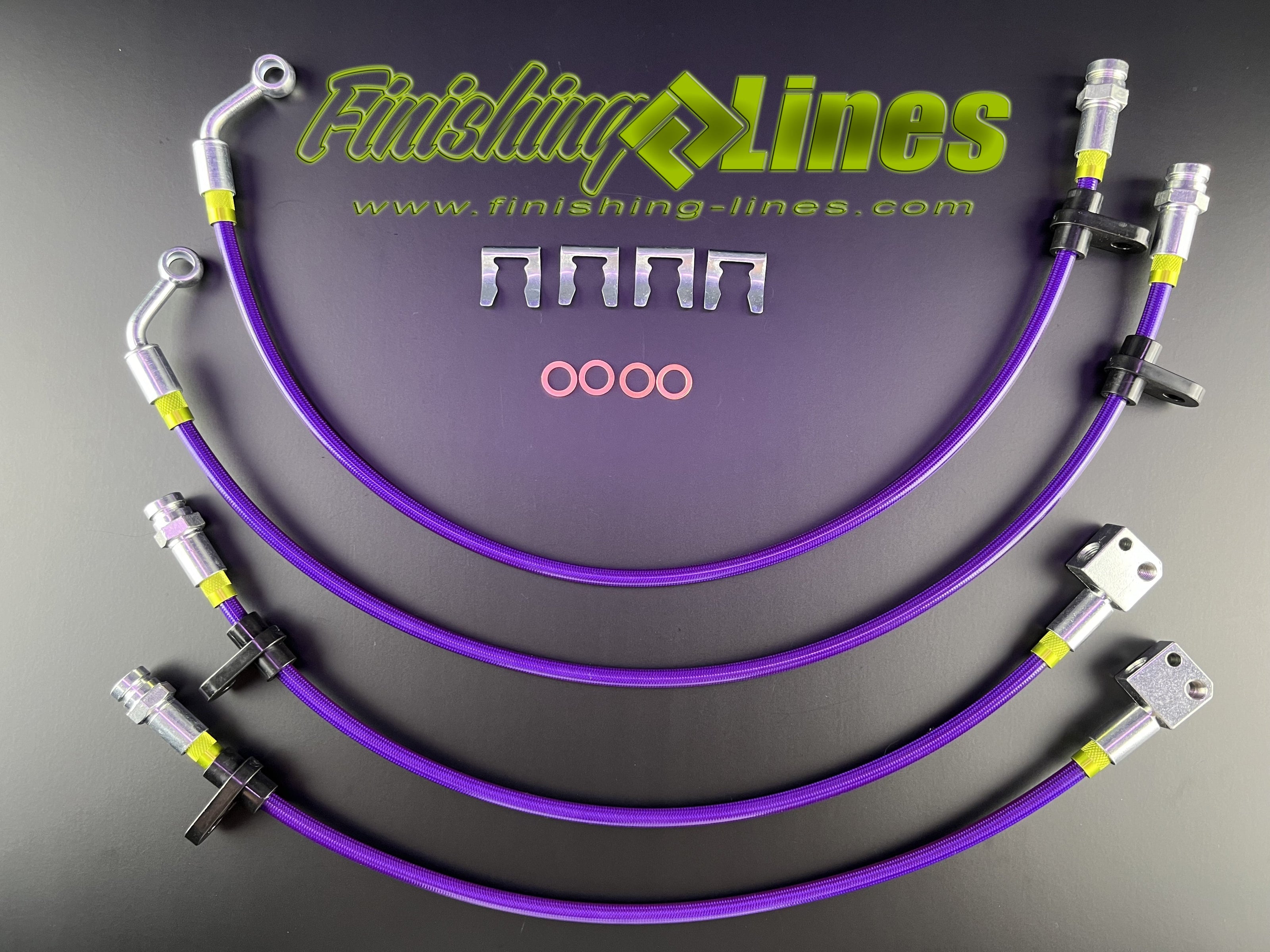 Finishing Lines FK8 Civic Type-R Caliper Hose Set (Standard Style Hose Locator) - JSI Racing 