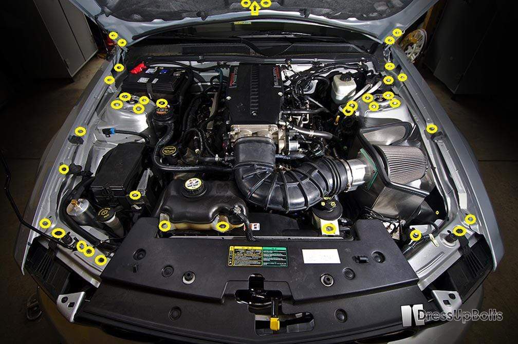 Stage 2 Titanium Hardware Engine Bay Kit - Ford Mustang (2005-2009) - JSI Racing 