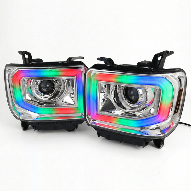 NTXGlow RGB headlights (14 - 19 GMC Sierra 1500 / 2500 / 3500) - JSI Racing 