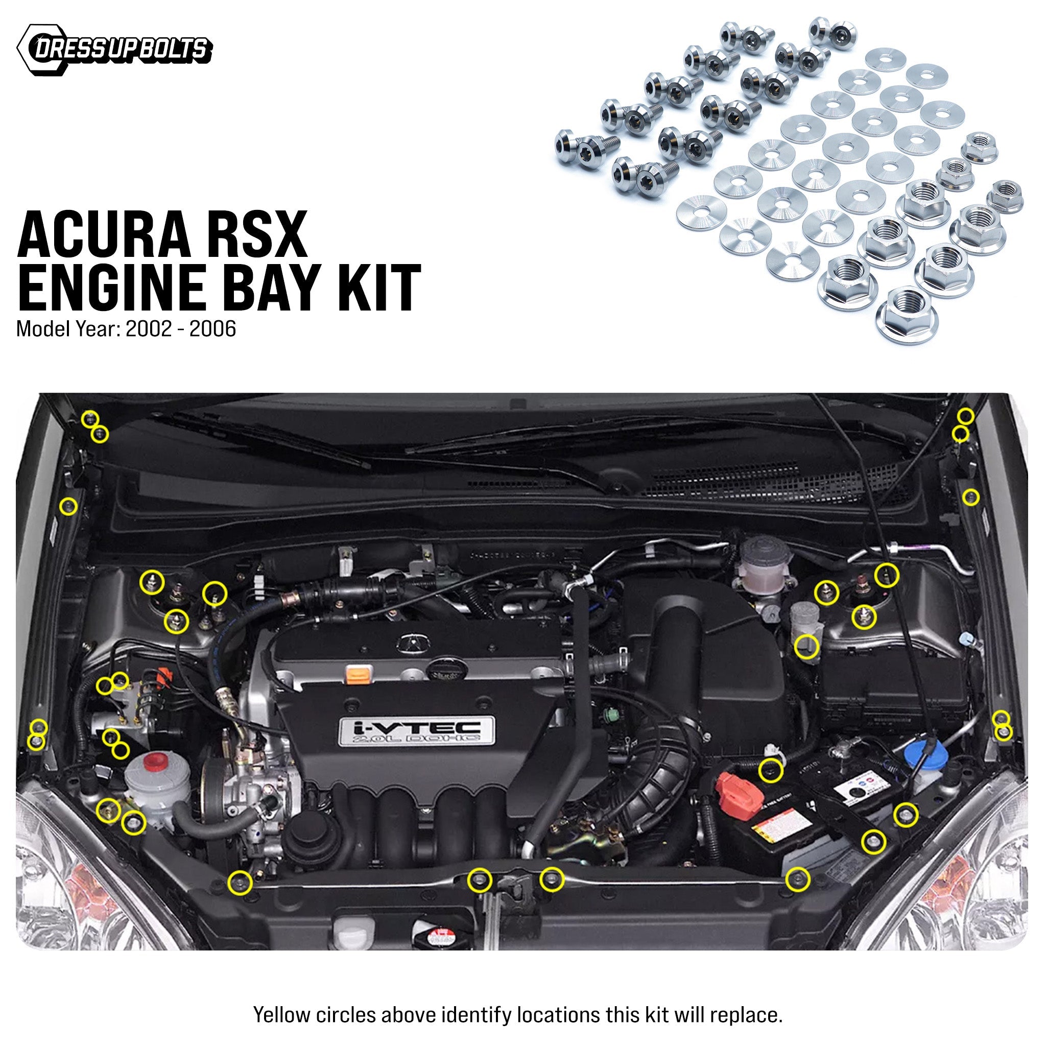 Titanium Hardware Engine Bay Kit - Acura RSX (2002-2006) - JSI Racing 