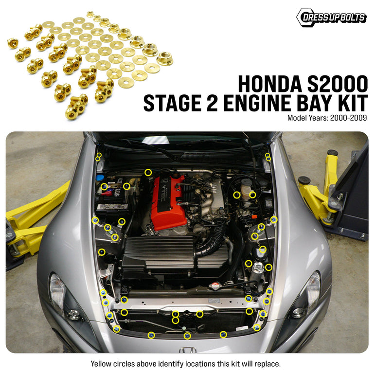 Stage 2 Titanium Hardware Engine Bay Kit - Honda S2000 (2000-2009) - JSI Racing 