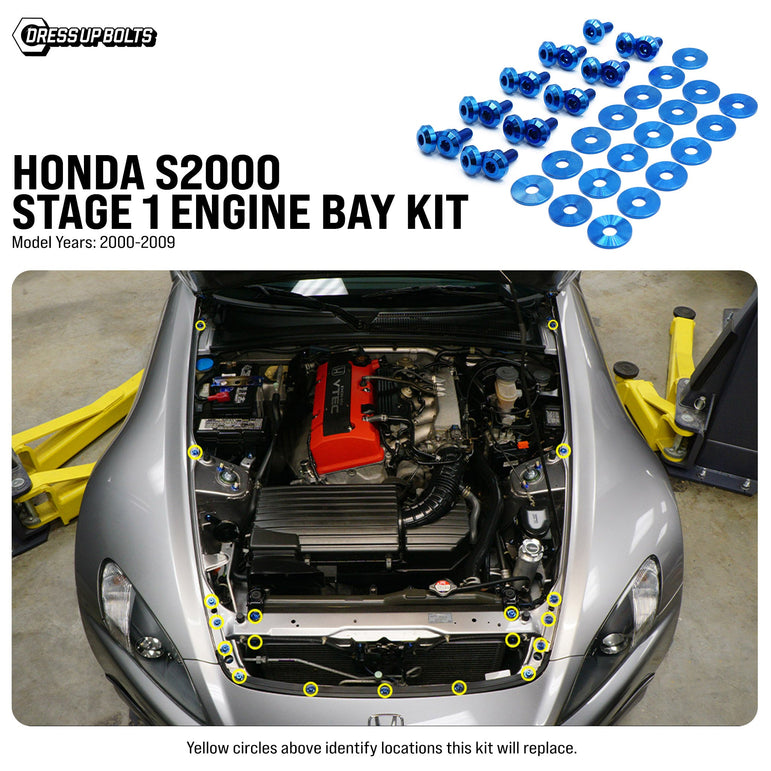 Stage 1 Titanium Hardware Engine Bay Kit - Honda S2000 (2000-2009) - JSI Racing 
