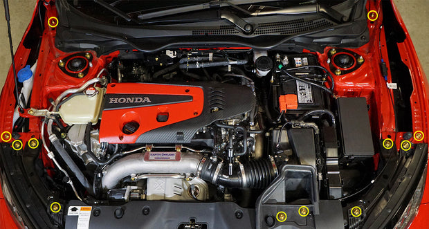 Stage 1 Titanium Hardware Engine Bay Kit - Honda Civic Type R (2017-2021) - JSI Racing 