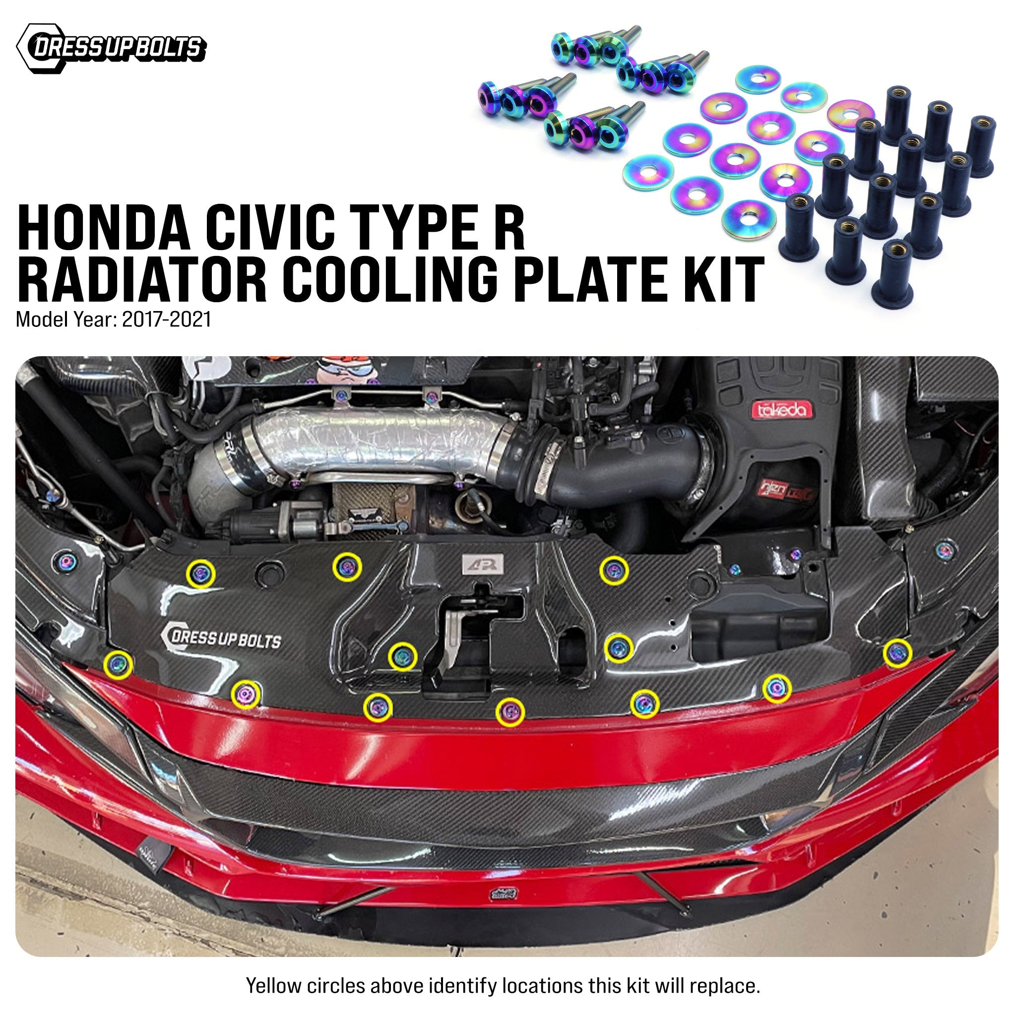 Titanium Hardware Cooling Plate Kit - Honda Civic Type R (2017-2021) - JSI Racing 